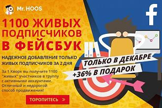 1100 живых подписчиков группы в Facebook