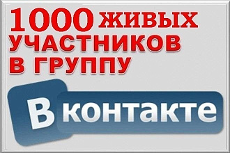 1000 живых участников в группу ВКонтакте, без ботов. Активность