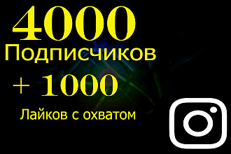 4000 подписчиков + 1000 лайков с охватом
