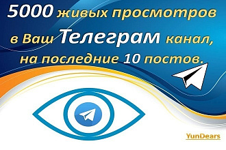 Добавлю 5000 просмотров в Ваш Телеграм канал, на последние 10 постов