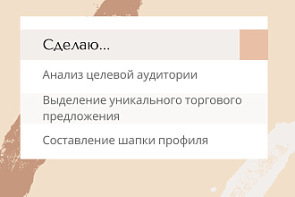 Целевая аудитория, уникальное торговое предложение, шапка профиля
