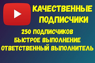 250 подписчиков Ютуб. Быстрое выполнение