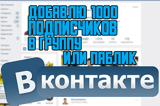 Добавлю 1000 подписчиков в Паблик или группу ВКонтакте+бонус