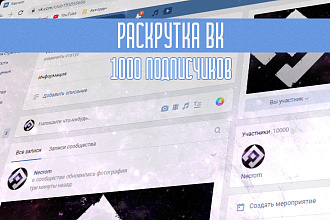 От 1000 подписчиков на ваш паблик или личную страницу ВК
