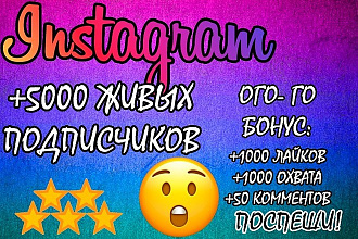 5000 ЖИВЫХ подписчиков + ВАУ БОНУС. поторопись