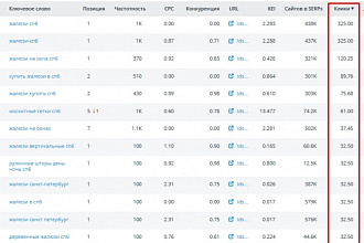 Поисковый анализ 5 конкурентов в ТОПе