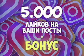 5.000 лайков постов в Instagram + БОНУС