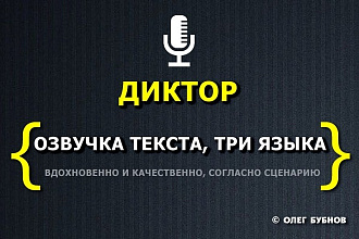 Озвучка текста на 3-х языках. Мужской голос, внимание к деталям