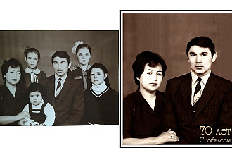 Реставрация фотографии, из чб в цветной, коррекция, восстановление