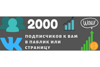 2000 подписчиков в ваш паблик или страницу