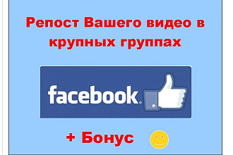 Репост видео в Фейсбук - Поделюсь Вашим материалом в больших группах