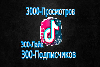 3000 просмотров,300 лайков и 300 подписчиков