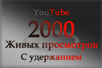 2000 живых просмотров YouTube с удержанием
