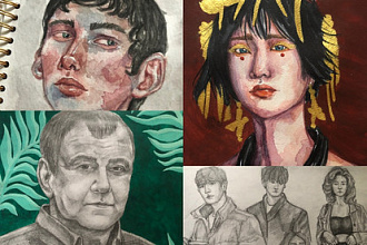 Рисую для вас людей, фанарты, животных в любых ракурсах и размерах