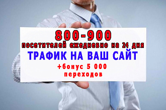 Трафик на сайт 24 дня по 800-900 переходов каждый день+бонус 5 000