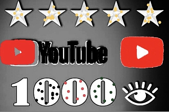 1000 реальных просмотров YouTube с гарантией