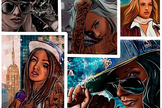 Арт в стиле Street, swag, rockabilly, mafia, GTA
