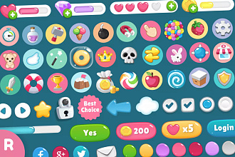 Cartoon GUI Pack - Большой набор с элементами интерфейса для UNITY 3D