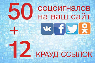 50 ссылок из социальных сетей + 12 крауд-ссылок