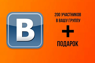 200 участников в группу Вконтакте по критериям + подарок