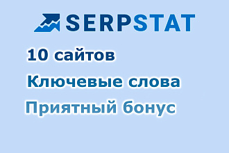 Выгружу ключевые слова из serpstat для 10-ти сайтов + бонус