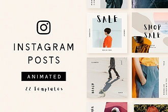 22 Анимированные Instagram Post Шаблоны - Минималистский