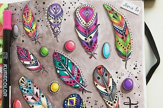 Скетч, иллюстрация для открытки, рисунка для одежды, интерьера