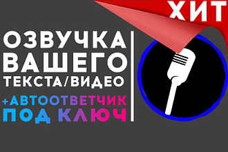 Озвучка Вашего текста. 12 вариантов голосов. + Автоответчик