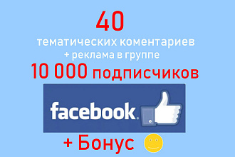 Оставлю 40 качественных комментариев в Фейсбуке + реклама в группе