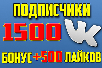 1500 подписчиков в группу ВК с приятным бонусом 500 лайков
