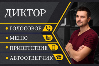 Диктор. Озвучу Автоответчик, IVR, Приветствие. Приятный мужской голос