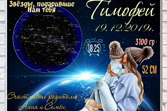 Детская метрика в сочетании с звёздной картой