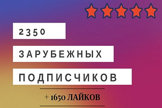 2350 бурж подписчиков в Instagram + 1650 лайков