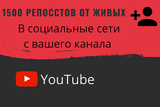 1500 репостов ваших видео на YouTube в социальные сети