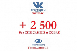 2500 Просмотров постов в Вконтакте. Живые и уникальные IP - ТОП