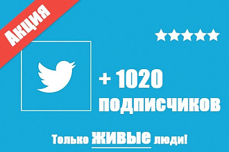 Добавим 1020 подписчиков в Twitter. Только живые люди